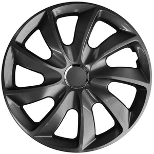 Universal hubcaps 15" Stig graphite lacquer press-on 4 pieces