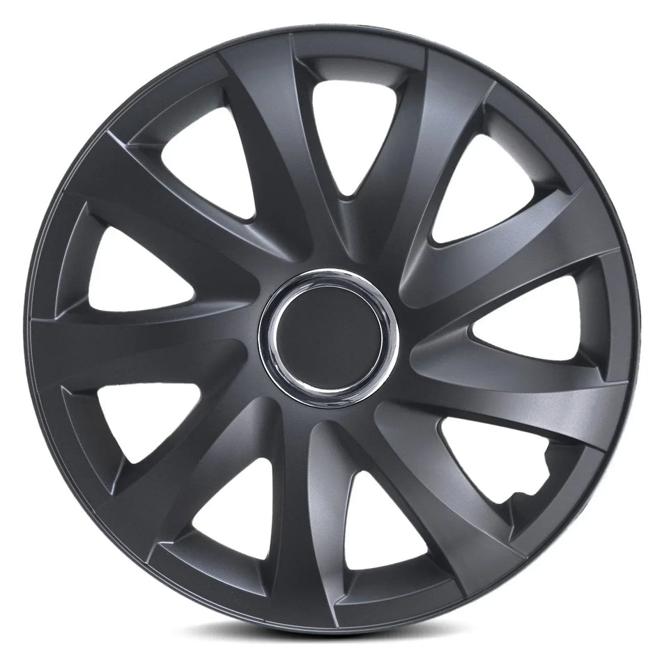 16'' Hubcaps Wheel Trims Covers - ΝRМ Drift Black Matt - Set of 4