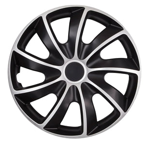 ΝRМ Quad Bicolor SILVER&BLACK Hubcaps 17" High Quality ABS Plastic
