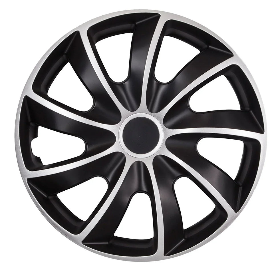 Universal hubcaps 16" QUAD BICOLOR black and silver 4 pieces