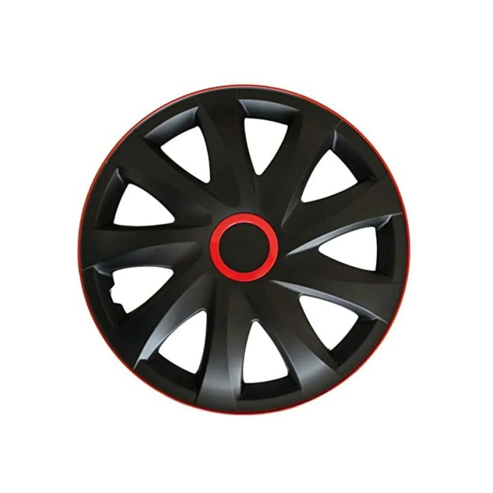 ΝRМ 14" Wheel Covers Hubcaps Universal 4 PCS Black Red Easy Assembly Weather Resistant