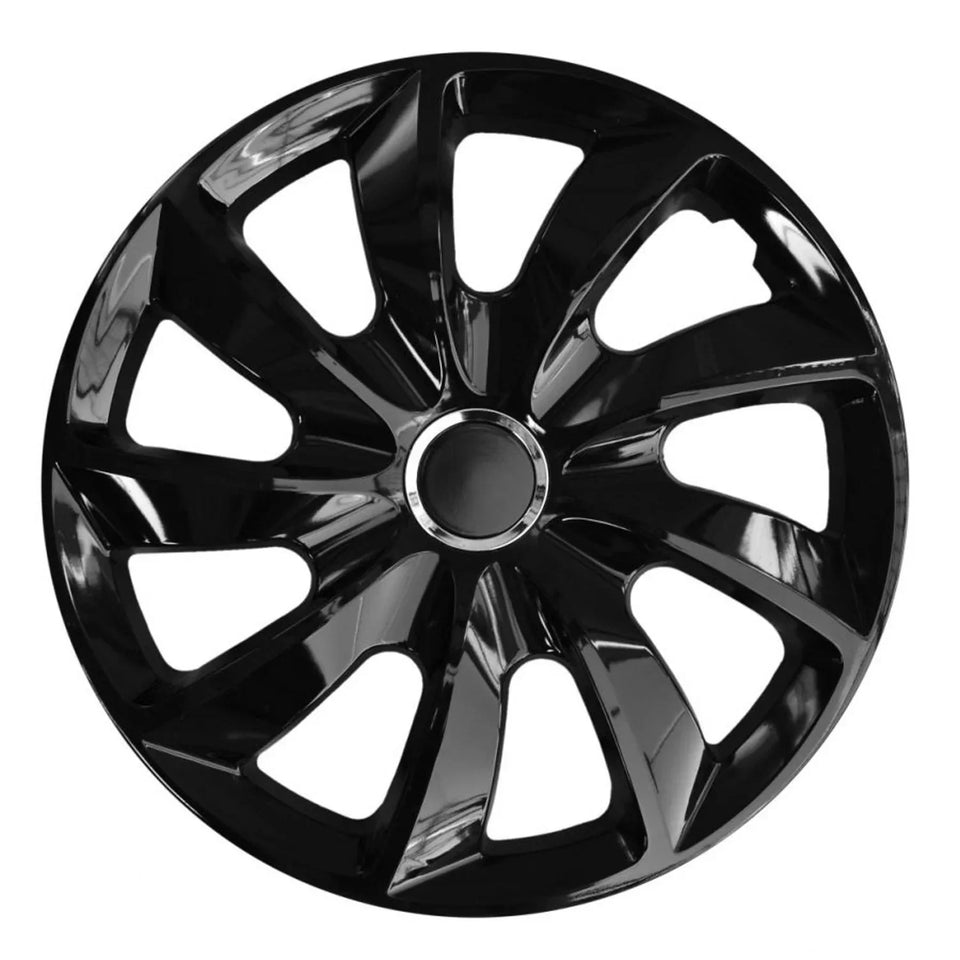 ΝRМ 15" Wheel Trims Covers Universal Hub Caps Black Gloss Lacquered Solid Set 4 PCS