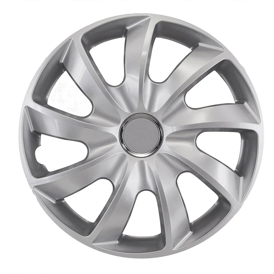 Set of universal hubcaps 15" Stig silver lacquer press-on 4 pieces
