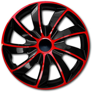 ΝRМ Quad Black-Red Set of 4 Hubcaps 17" Universal, ABS Plastic
