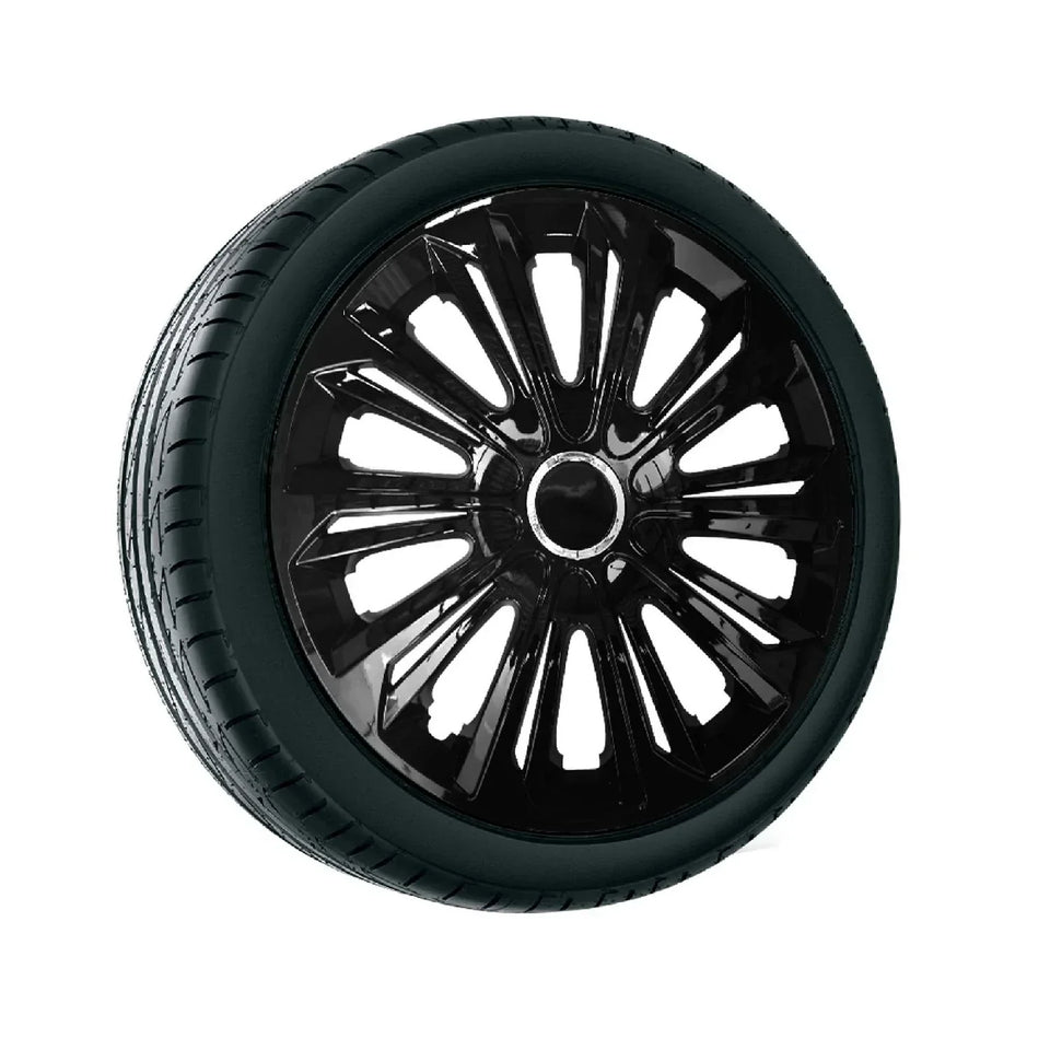 Universal hubcaps 16" Strong color black lacquered 4 pieces