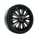 Universal hubcaps 15" Strong color black lacquered 4 pieces