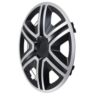 ΝRМ 15" Wheel Covers Hubcaps Universal 4 PCS Black Silver Easy Assembly ABS