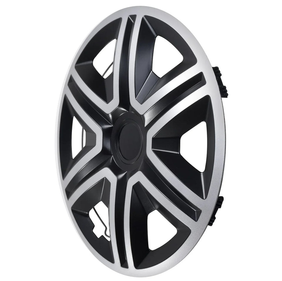 ΝRМ 15" Wheel Covers Hubcaps Universal 4 PCS Black Silver Easy Assembly ABS